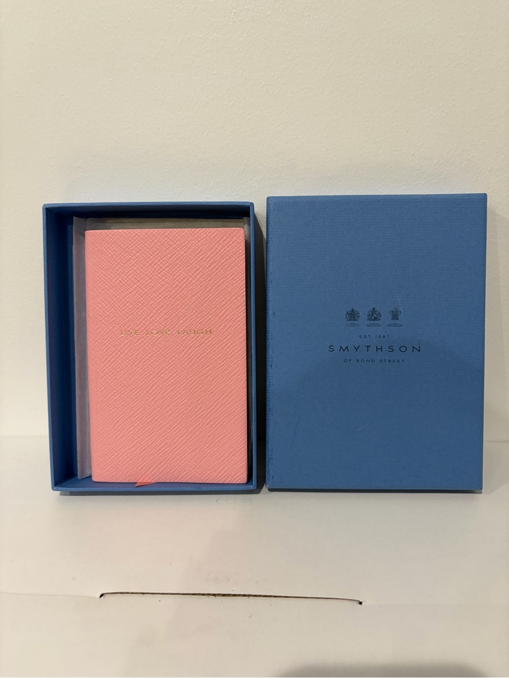 Smythson Live Laugh Love Leather Pocket Notebook